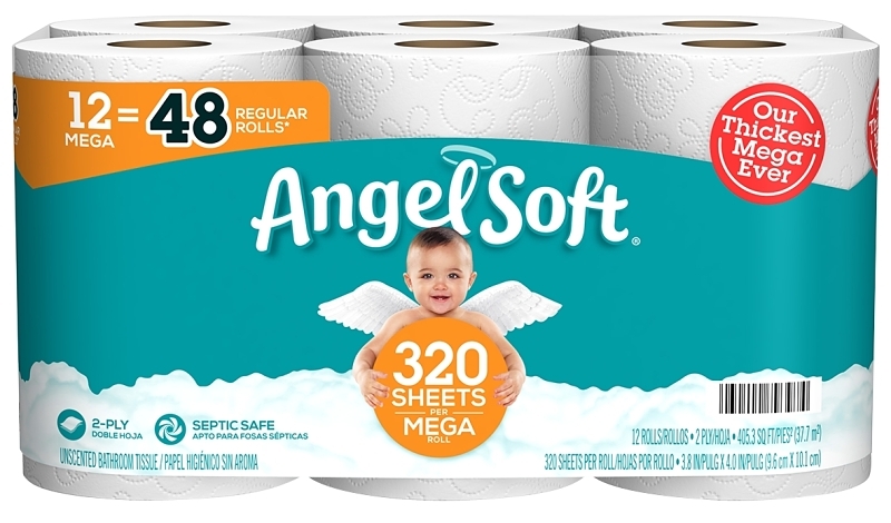 ANGEL SOFT TOILET<br>PAPER 12 MEGA<br>ROLL