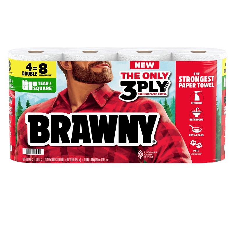 BRAWNY 3-PLY 4=8<br>ROLLS